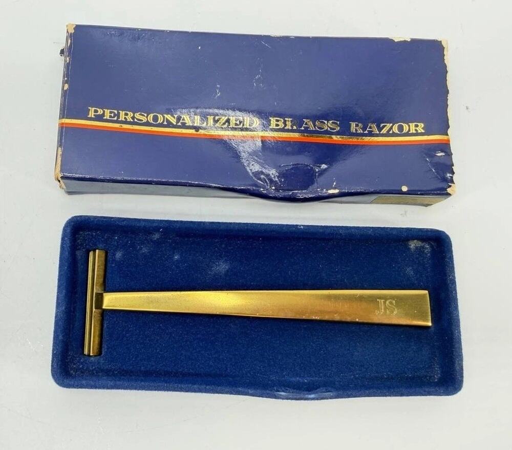 Vintage 1984 Avon Solid Brass Razor JS Monogram Twin Blade Hong Kong